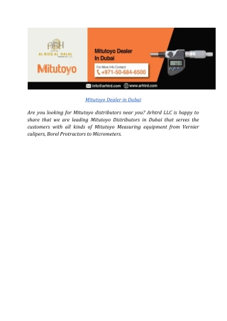 Mitutoyo Dealer in Dubai