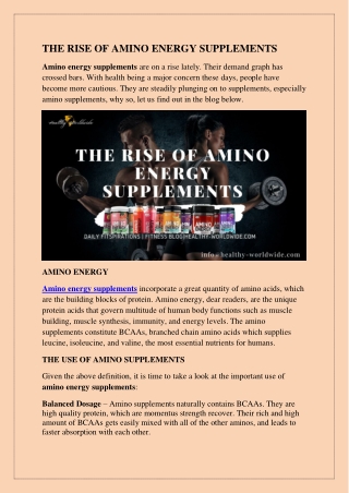 THE RISE OF AMINO ENERGY SUPPLEMENTS