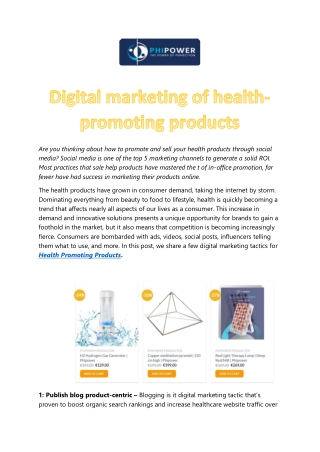 Digital marketing of health-promoting products