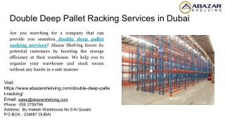 Double Deep Pallet Racking Services in Dubai