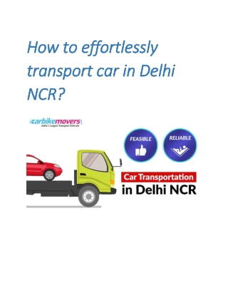 How to effortlessly transport car in Delhi NCR?