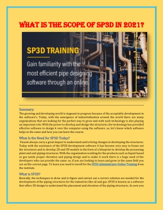 What Is the Scope of SP3D in 2021?