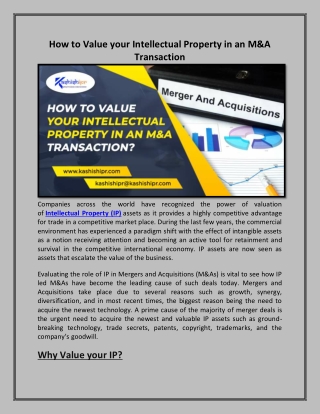 How to Value your Intellectual Property in an M&A Transaction?