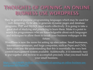Thoughts of opening an Online Business? Use WordPress