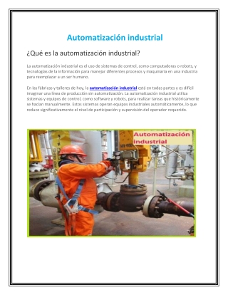 Servicios de automatización industrial para industrias