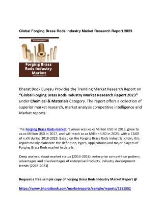 Global Forging Brass Rods Industry Market Forecast: 2023