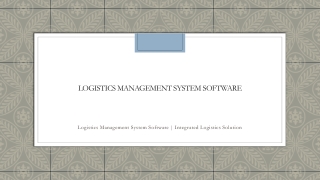 Logistics Management System Software | Integrated Logistics Solution