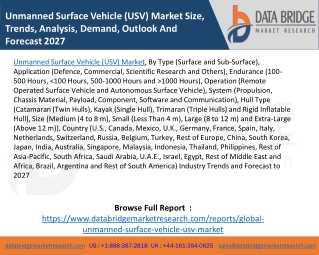 Unmanned Surface Vehicle (USV) Market Size, Trends, Analysis, Demand, Outlook And Forecast 2027