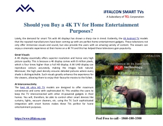 Should you Buy a 4K TV for Home Entertainment Purposes?