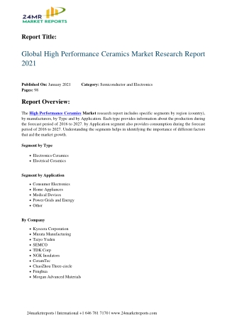 High Performance Ceramics Market Research Report 2021