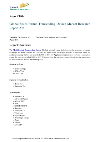 Multi-format Transcoding Device Market research report 2021