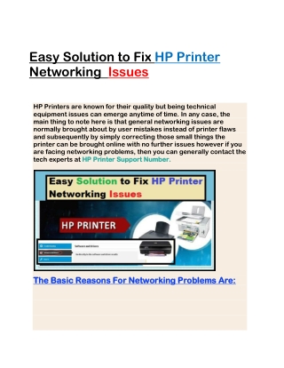 Easy Solution to Fix HP Printer Networking  Issues