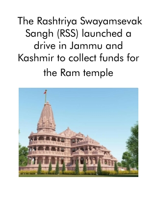 The Rashtriya Swayamsevak Sangh (RSS) Launched a Drive in Jammu and Kashmir to Collect Funds for the Ram Temple