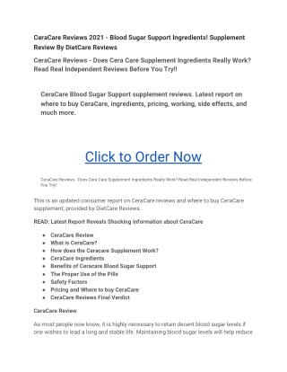 CeraCare Reviews 2021 - Blood Sugar Support Ingredients