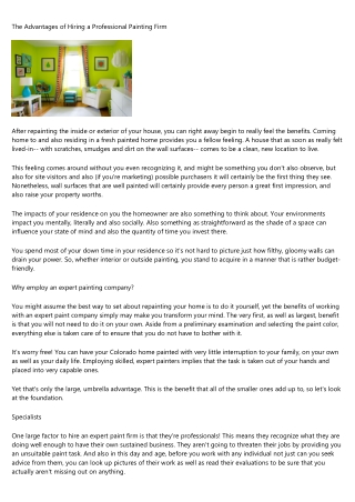 Thinking about  Employing a Professional Painting Company For Residential Interior/Exterior Painting? Below Is A  Checkl
