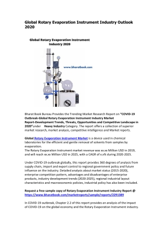 Global Rotary Evaporation Instrument Industry Outlook 2020