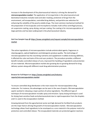 Microencapsulation Market  will experience a noticeable growth during the forecast period 2019-2025: Orion Market Report