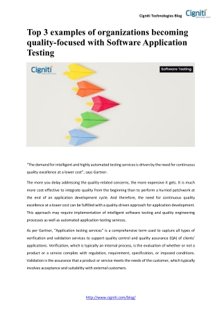 3 examples of organizations becoming quality-focused with Software Application Testing