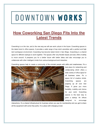 How Coworking San Diego Fits Into the Latest Trends