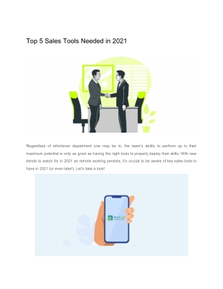 Top 5 Sales Tools Needed in 2021