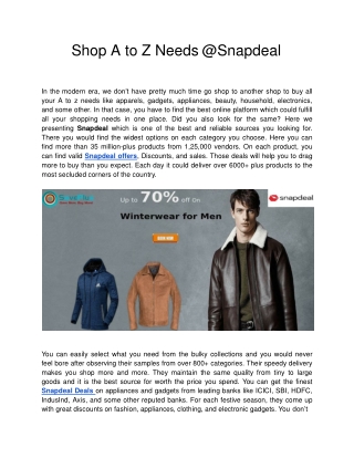 Shop A to Z Needs @Snapdeal
