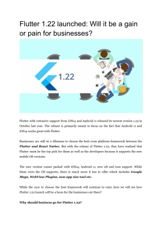 Flutter 1.22 Launched: Will it be a Gain or Pain for Businesses?