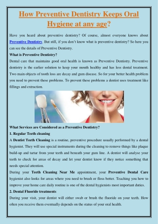 How Preventive Dentistry Keeps Oral Hygiene at any age?