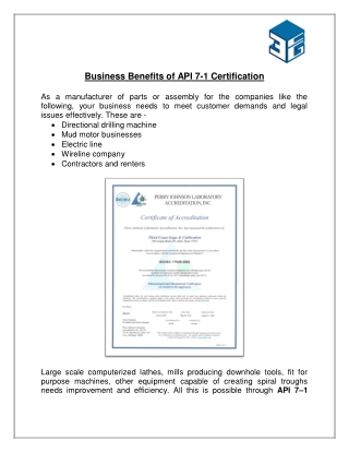 Business Benefits of API 7-1 Certification