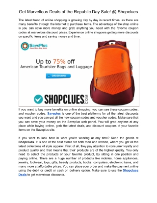 Get Marvellous Deals of the Republic Day Sale! @ Shopclues