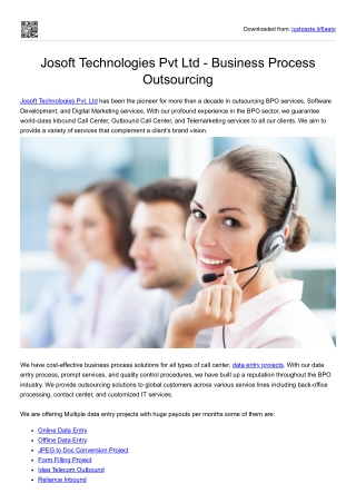 Multiple Call Centers & BPO Projects with an amazing payouts along with Business Franchises