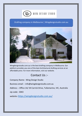 Drafting company in Melbourne | Wingdesignstudio.com.au