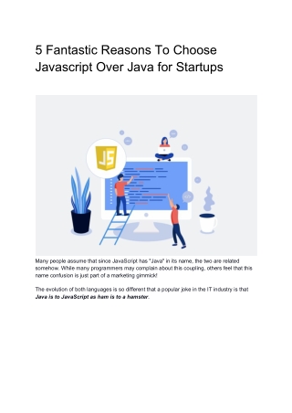 5 Fantastic Reasons to Choose Javascript Over Java for Startups