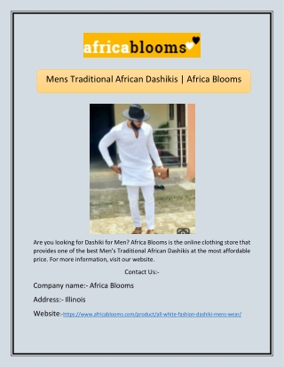 Mens Traditional African Dashikis | Africa Blooms