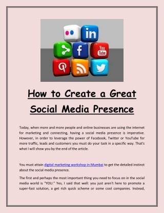 How to Create a Great Social Media Presence