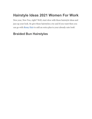 Hairstyle Ideas 2021 Women For Work