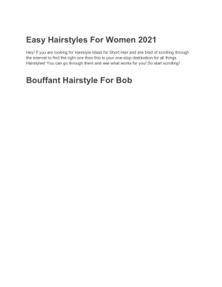 Easy Hairstyles For Women 2021