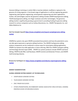 Genome Editing Market  Trends, Size, Competitive Analysis and Forecast - 2018-2023