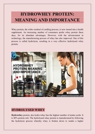 HYDROWHEY PROTEIN: MEANING AND IMPORTANCE