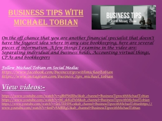 Business Tips with Michael Tobian