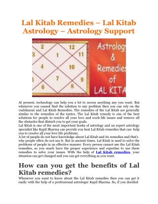 Lal Kitab Remedies-Lal Kitab Astrology-Astrology Support