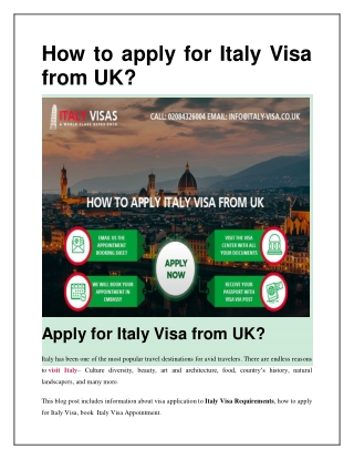 How to apply for Italy Visa from UK?