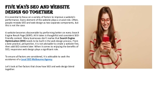 Five ways SEO and Website Design Go Together