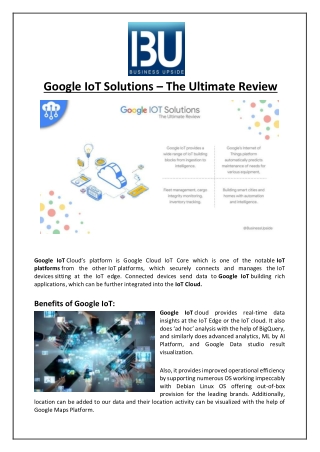 Google IoT Solutions – The Ultimate Review