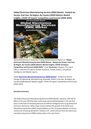 Global Electronics Manufacturing Services (EMS) Market Research Report Forecast 2025