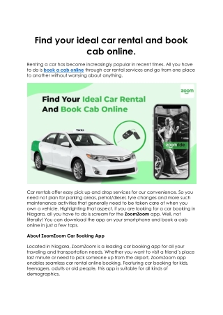 Find your ideal car rental and book a cab online.