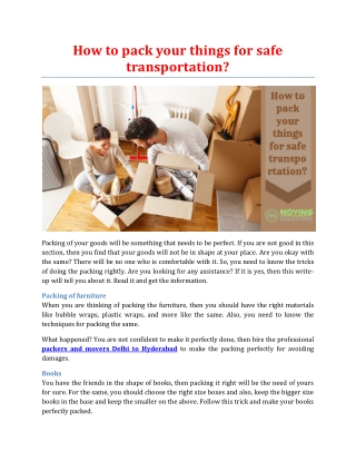 How to pack your things for safe transportation?