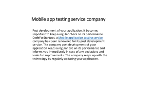 Mobile app testing service company