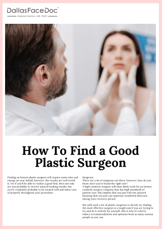 How to Find a Good Plastic Surgeon