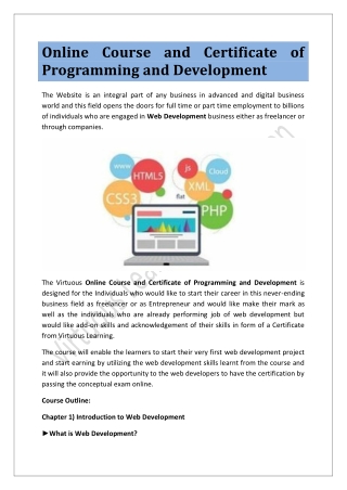 Online Course and Certificate of Programming and Development