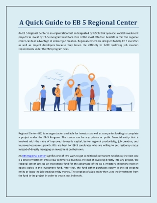 A Quick Guide to EB 5 Regional Center